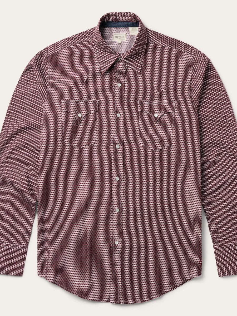 Broken Diamond Print Western Shirt