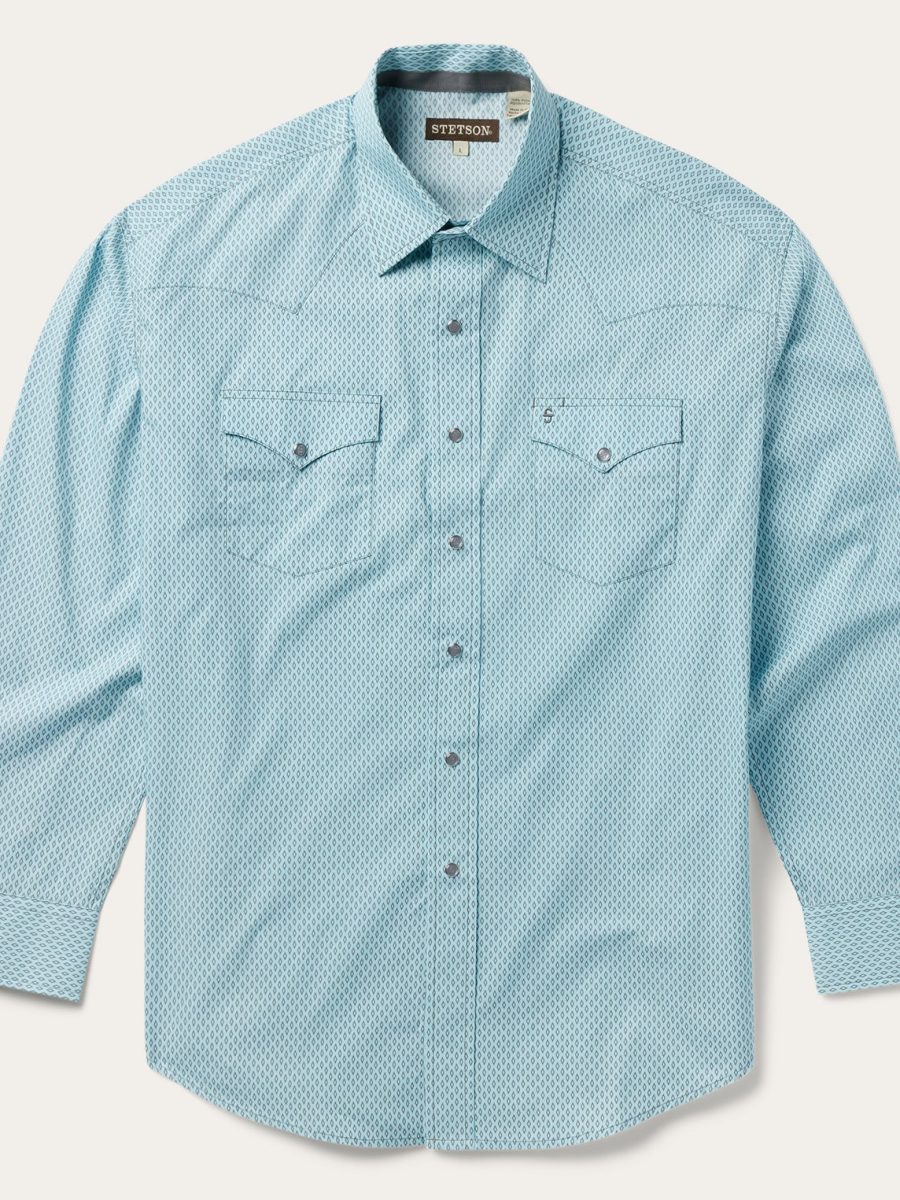 Silver Diamond Neat Print Western Shirt