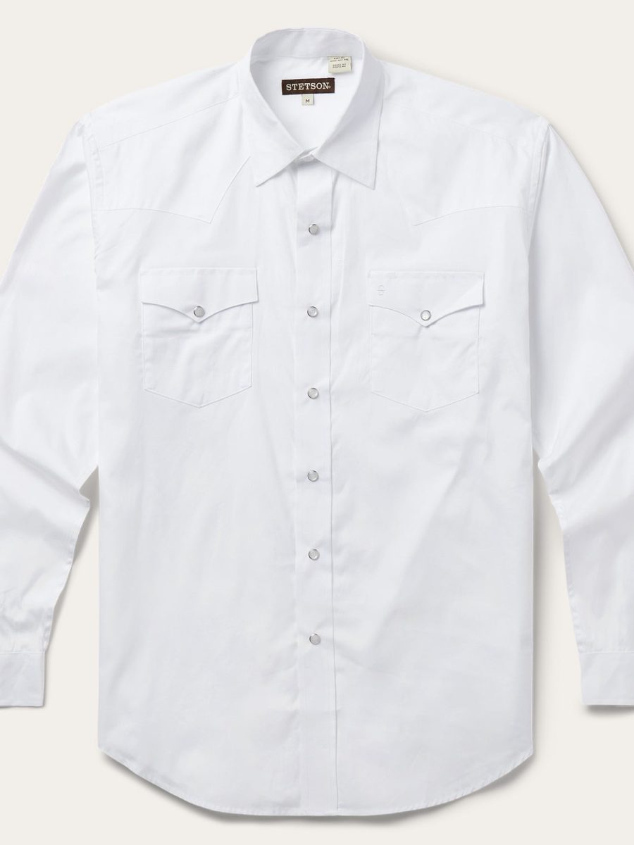 White Pinpoint Oxford Western Shirt