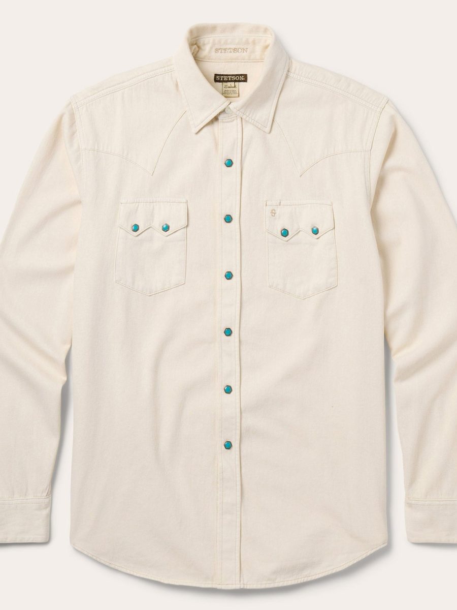 Turquoise Snap Western Denim Shirt