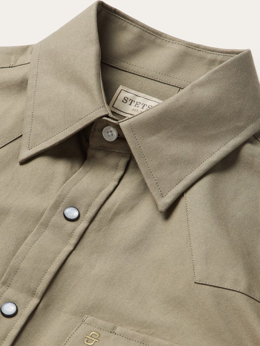 Olive Oxford Western Shirt