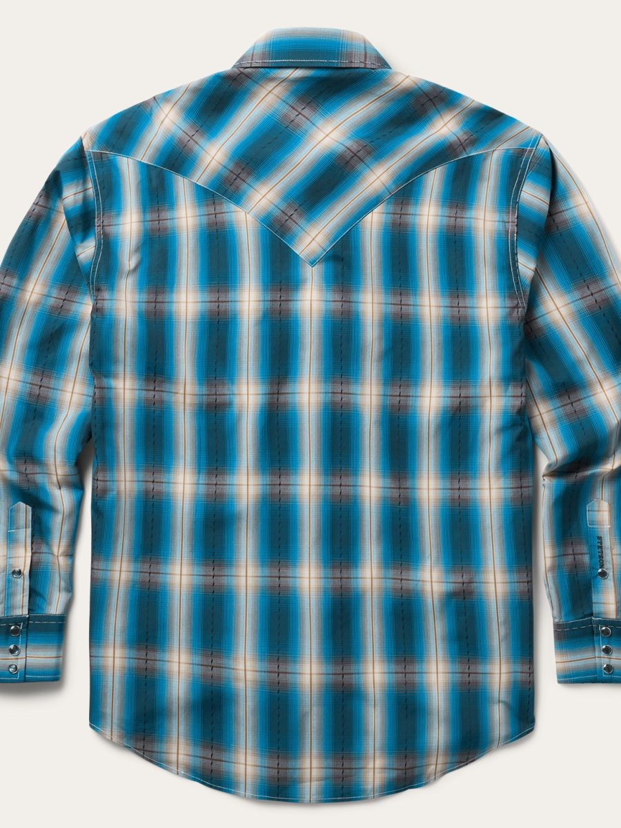 Marine Ombre Plaid Western Shirt