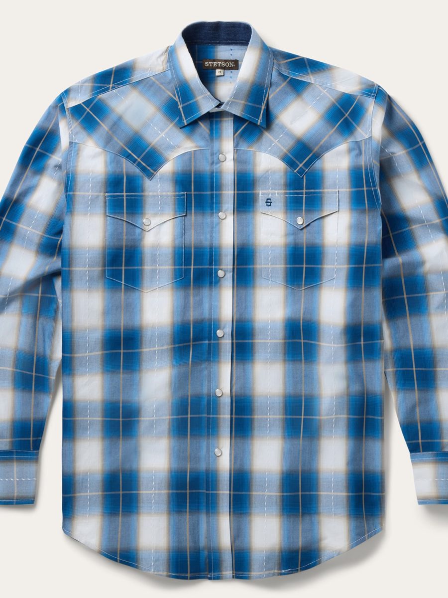 Ombre Plaid Western Shirt