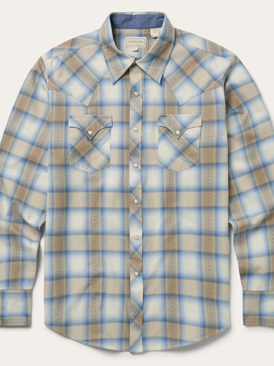 Sand Plaid Dobby Western Shirt