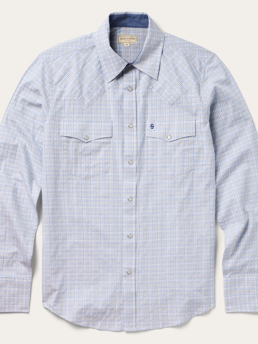 Ombre Plaid Check Western Shirt