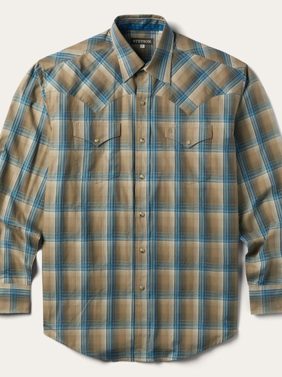 Khaki Ombre Plaid Shirt