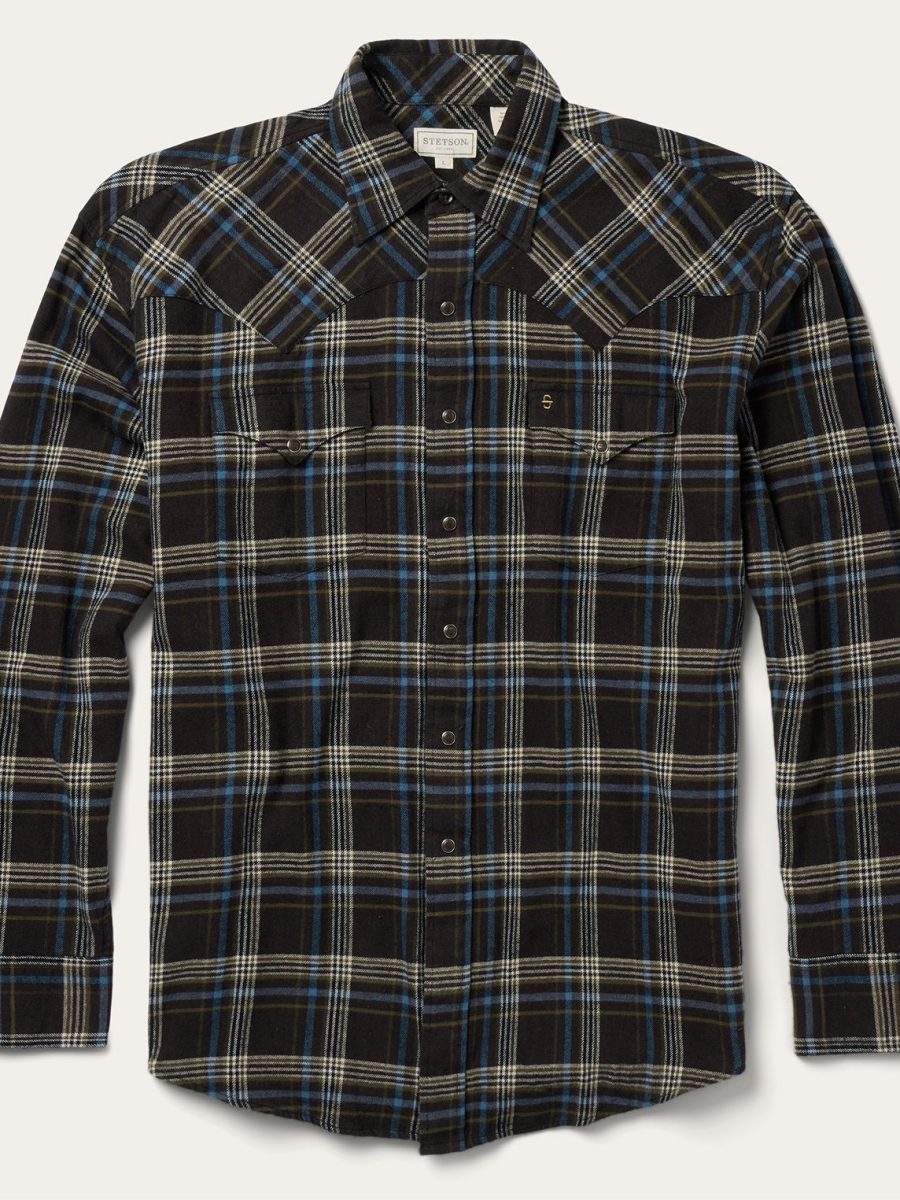 Brown Plaid Flannel Western Shirt