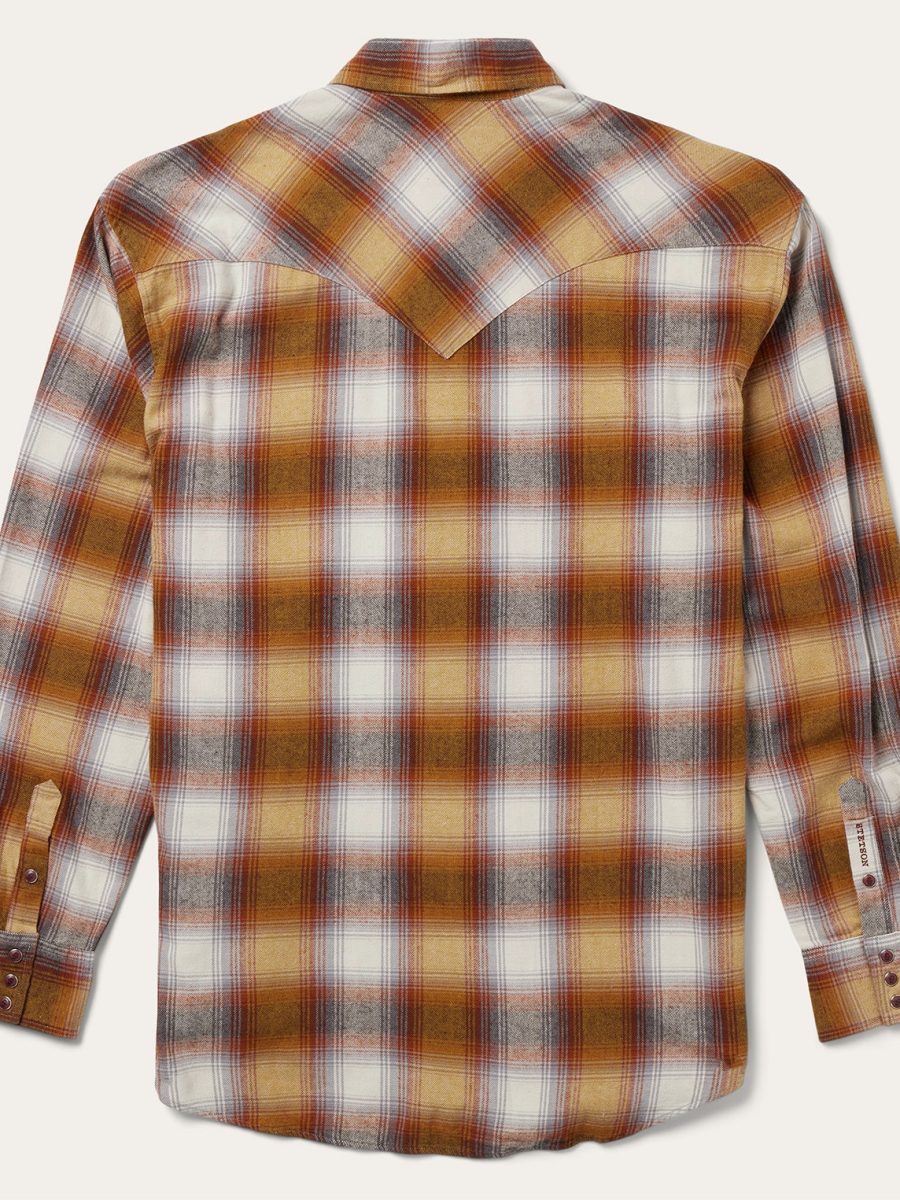 Rust Plaid Flannel Western Shirt