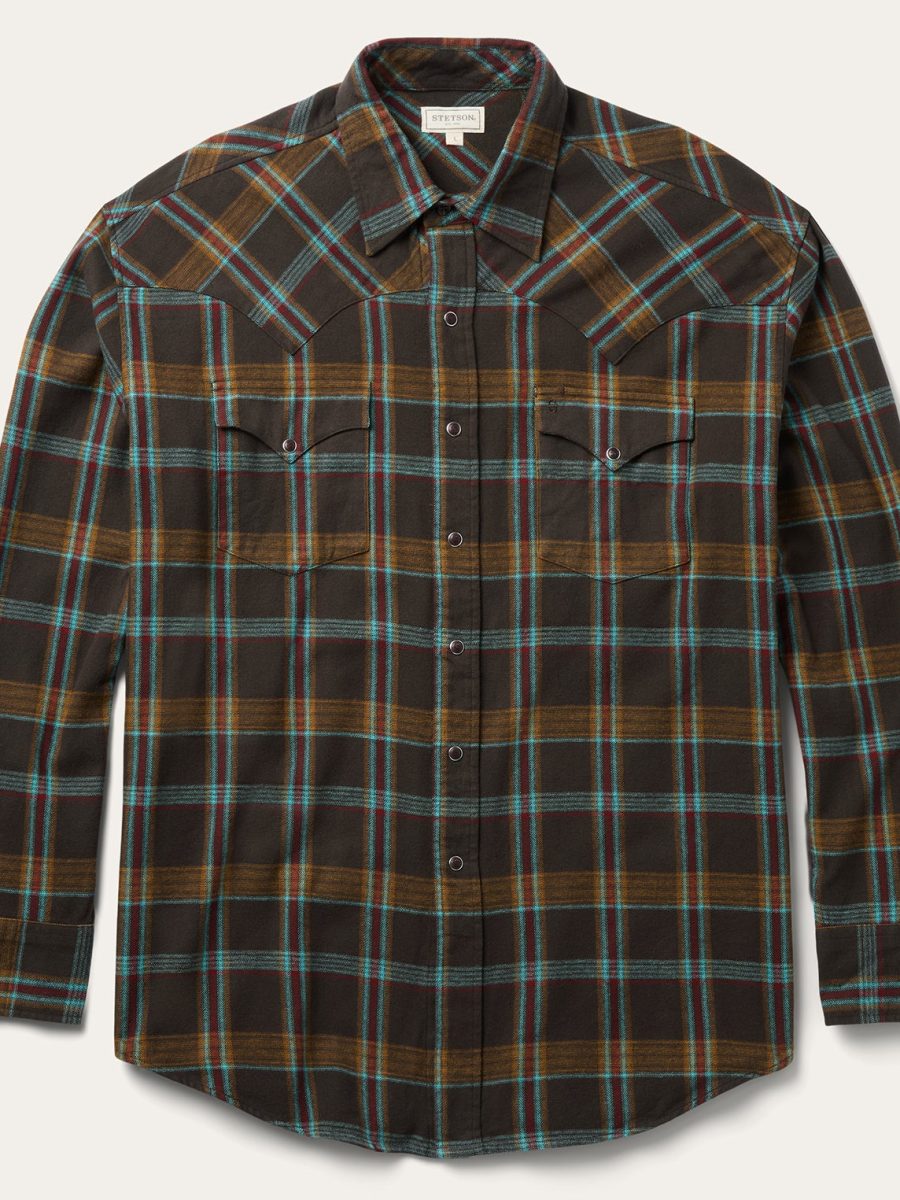 Brushed Twill Plaid Western Shirt