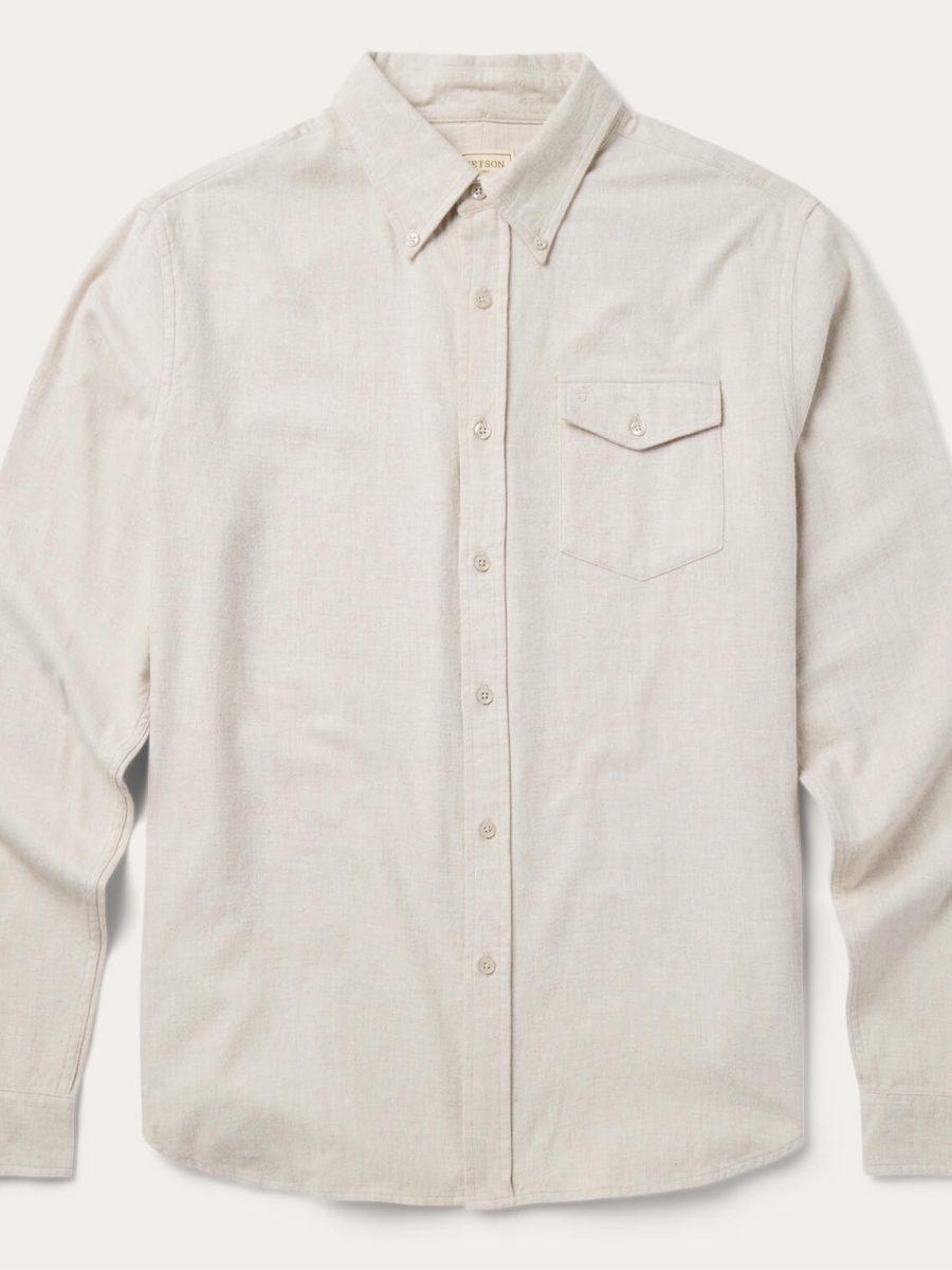 Heathered Flannel Button-Down Shirt