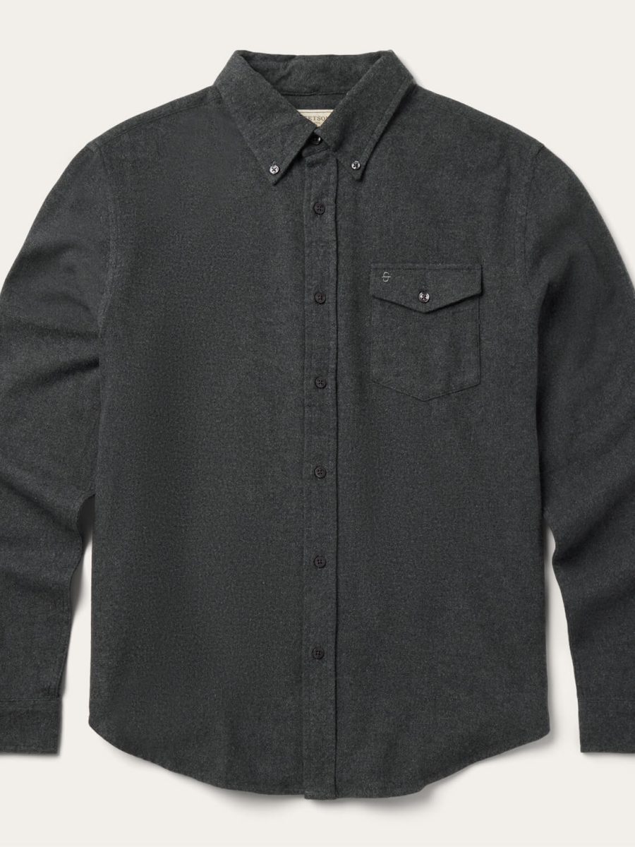 Heathered Flannel Button-Down Shirt