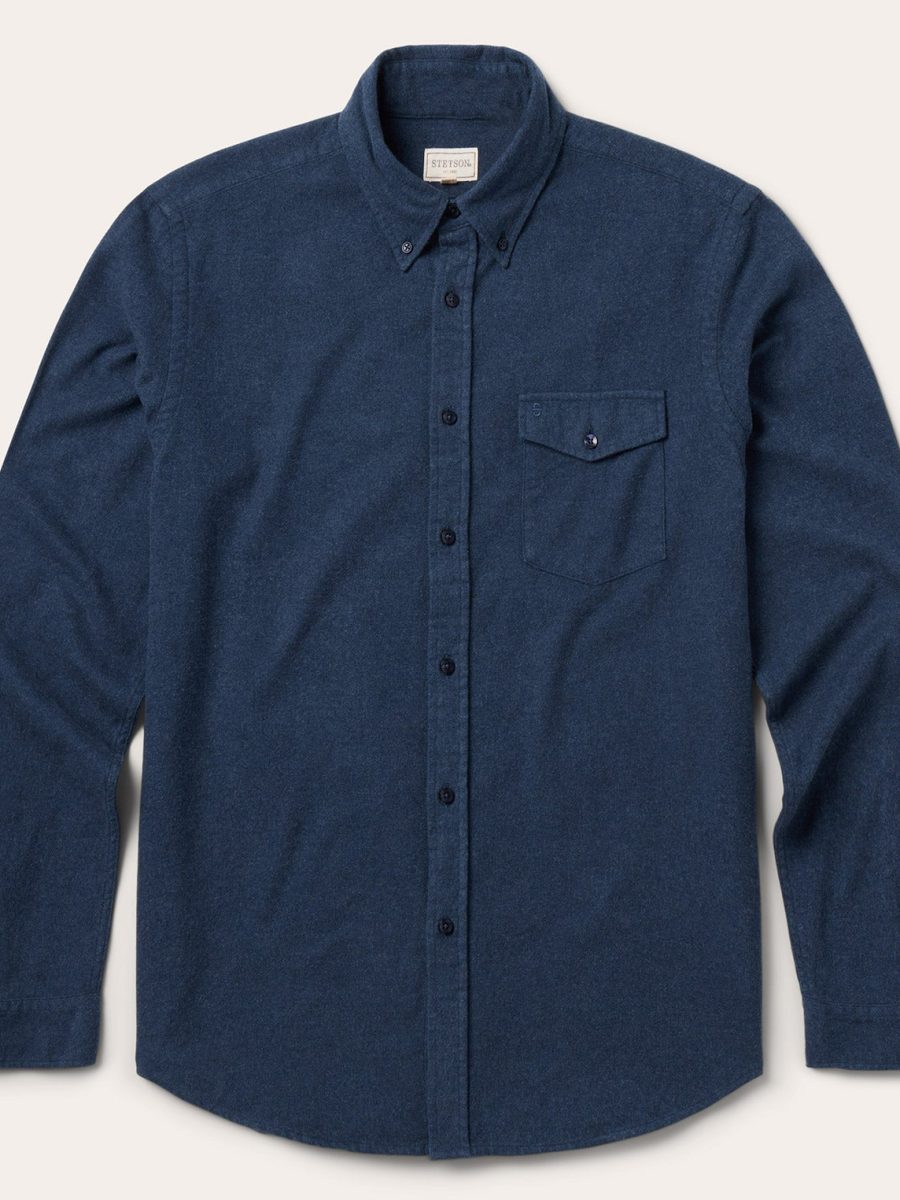Heathered Flannel Button-Down Shirt