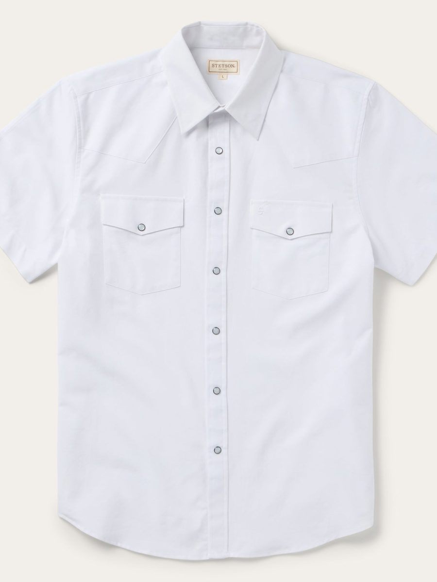 White Oxford Short Sleeve Western Shirt