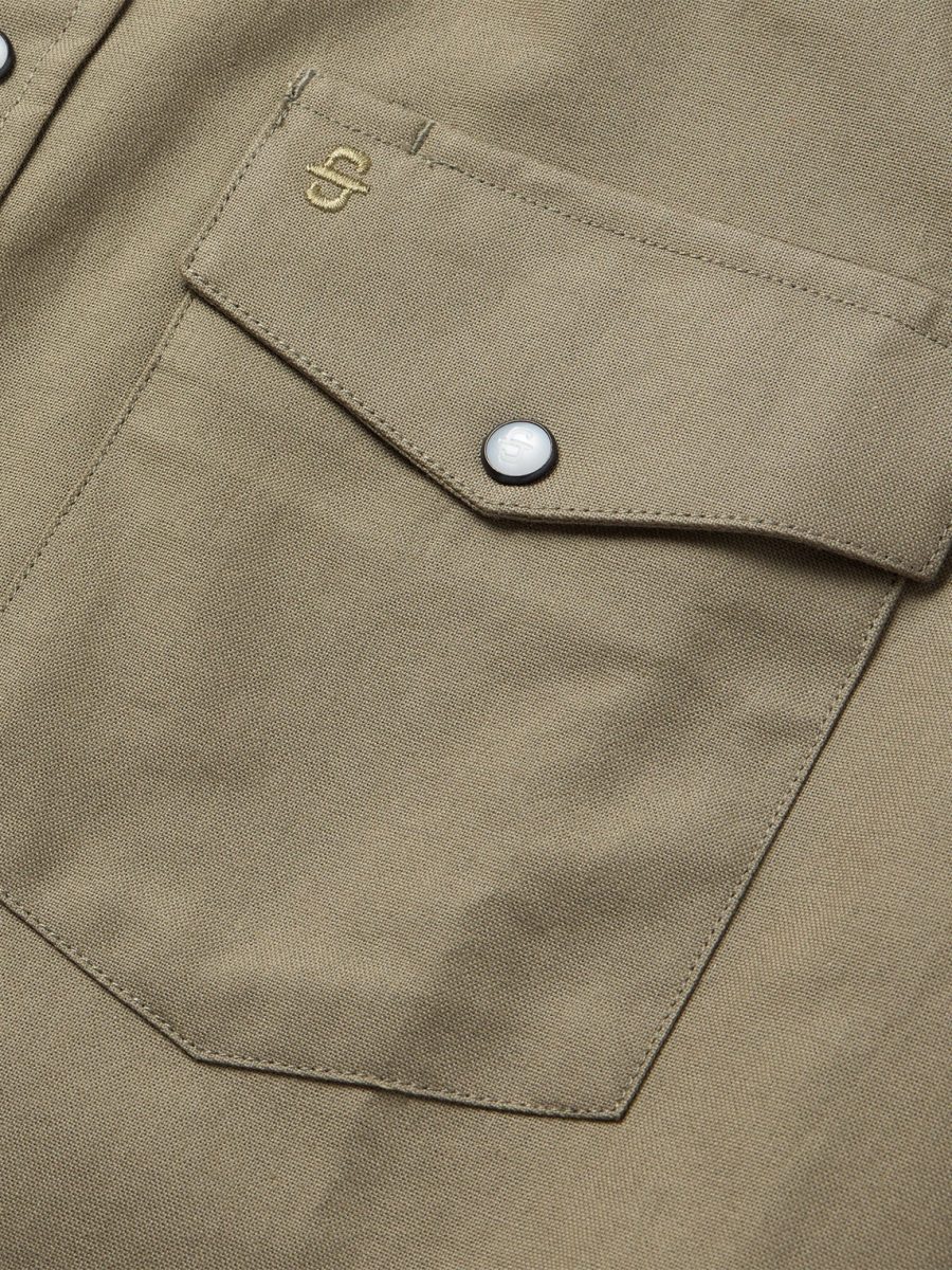 Olive Oxford Short Sleeve Western Shirt