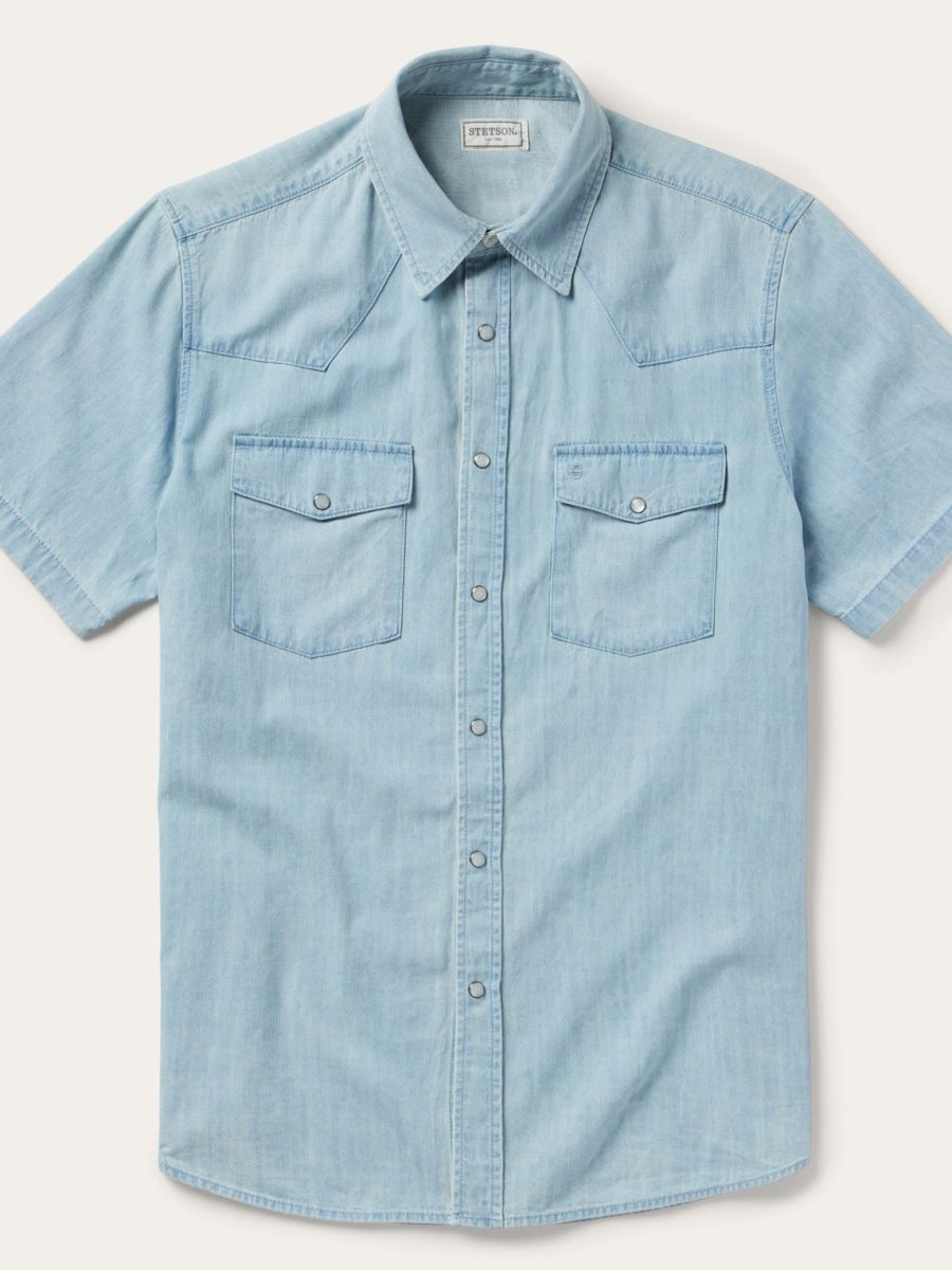 Chambray Oxford Short Sleeve Western Shirt