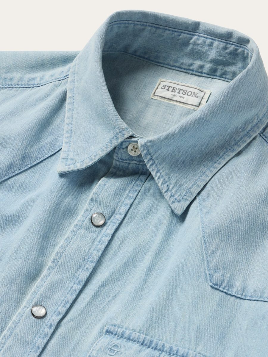 Chambray Oxford Short Sleeve Western Shirt