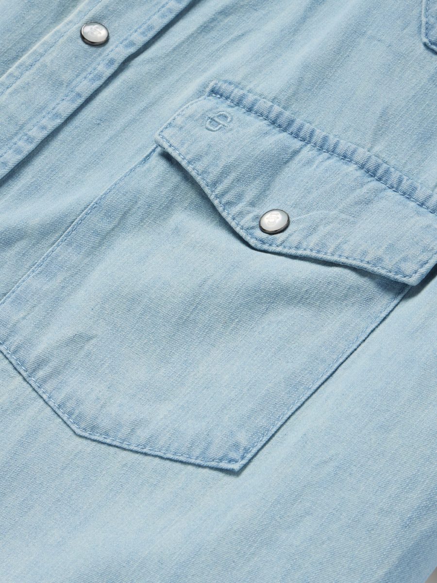 Chambray Oxford Short Sleeve Western Shirt