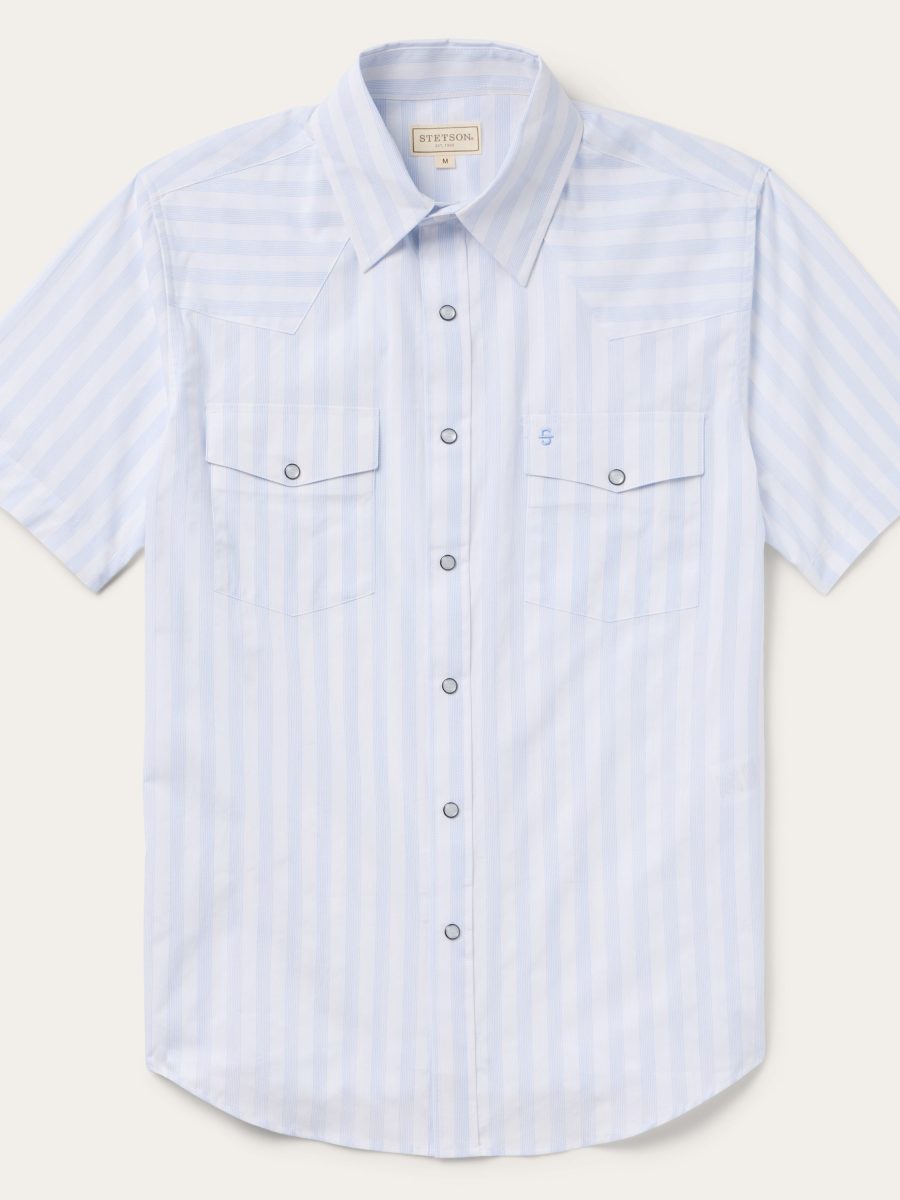 Stripe Oxford Short Sleeve Western Shirt