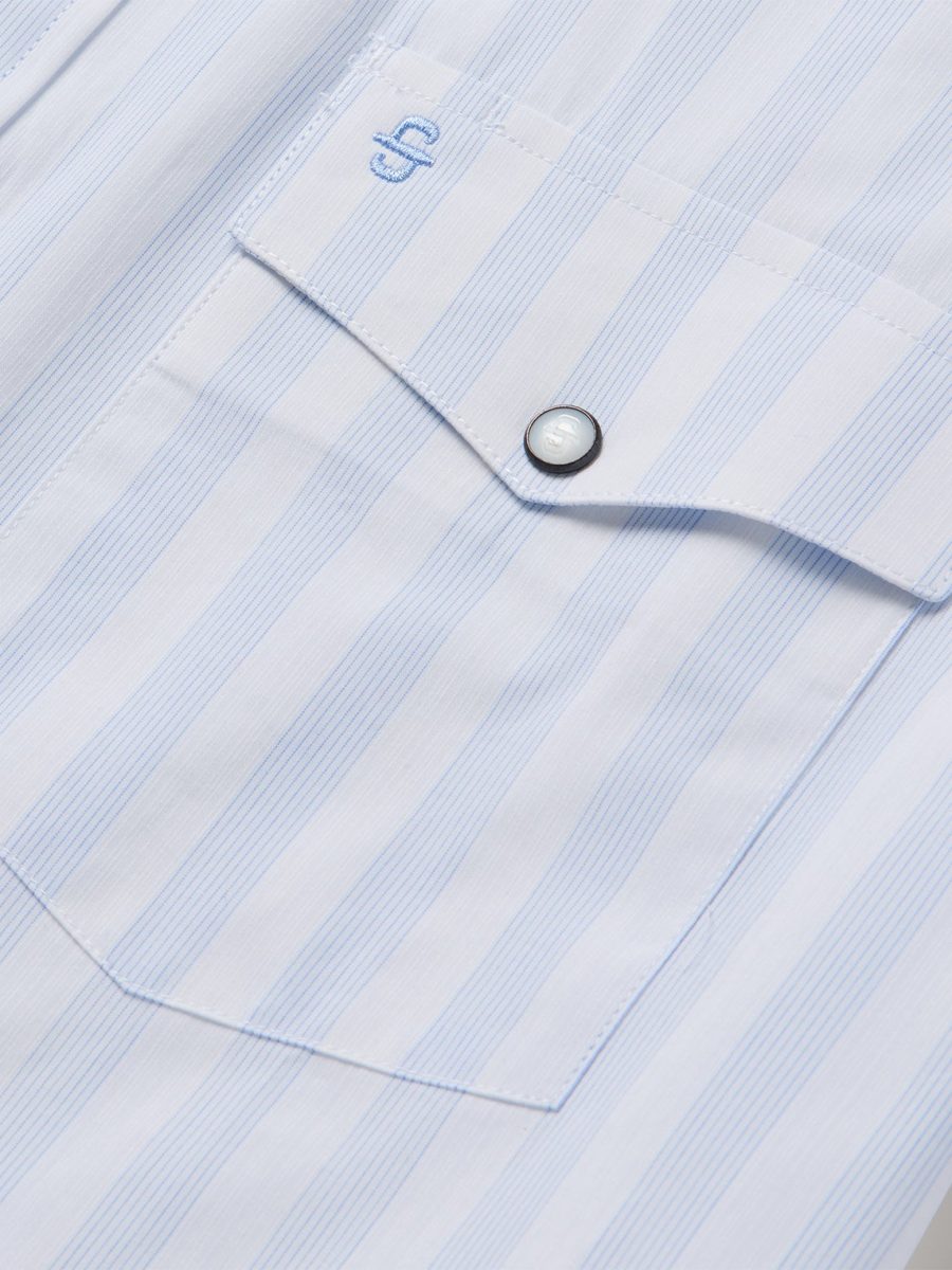 Stripe Oxford Short Sleeve Western Shirt
