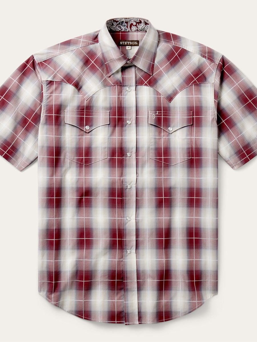 Ombre Plaid Short Sleeve Shirt