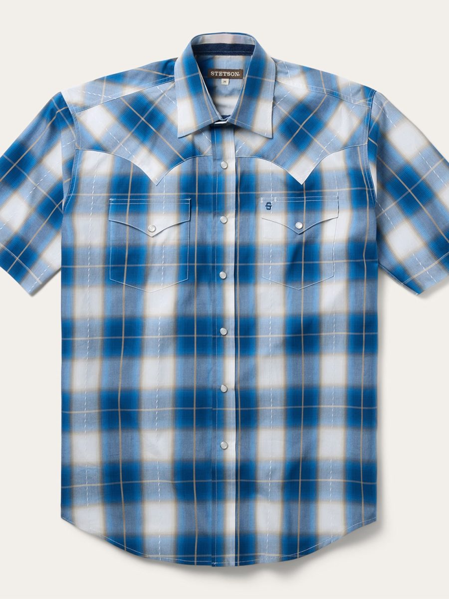 Ombre Plaid Short Sleeve Shirt