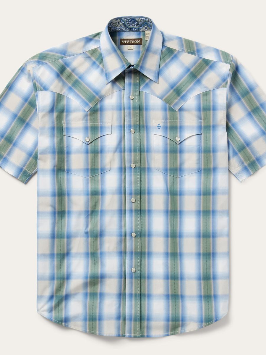 Moss Plaid Short-Sleeve Western Shirt