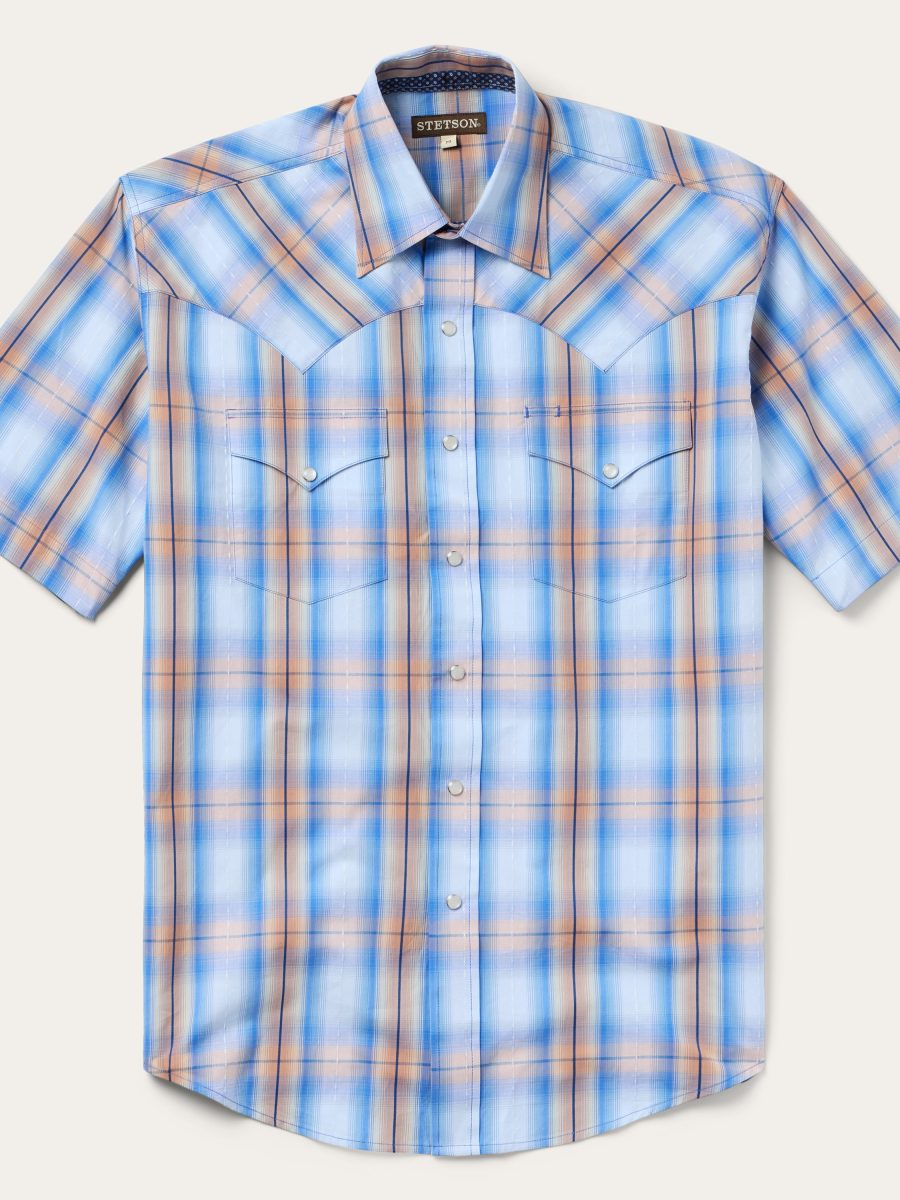 Sunrise Plaid Short-Sleeve Western Shirt