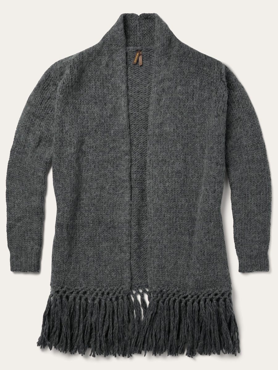Charcoal Fringed Cardigan