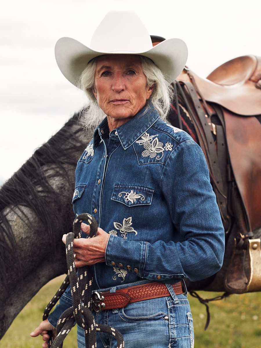 Floral Embroidered Dark Denim Shirt