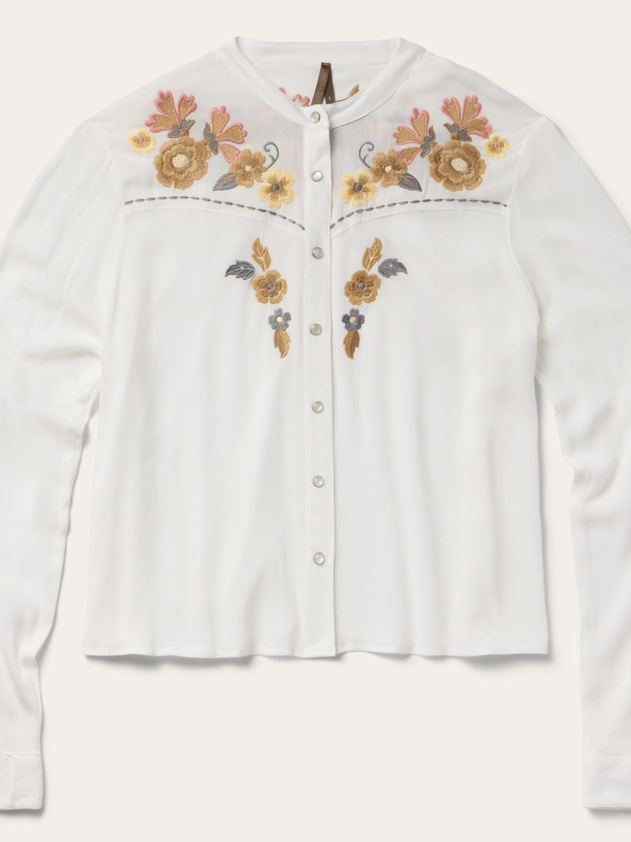 Embroidered Crepe Shirt