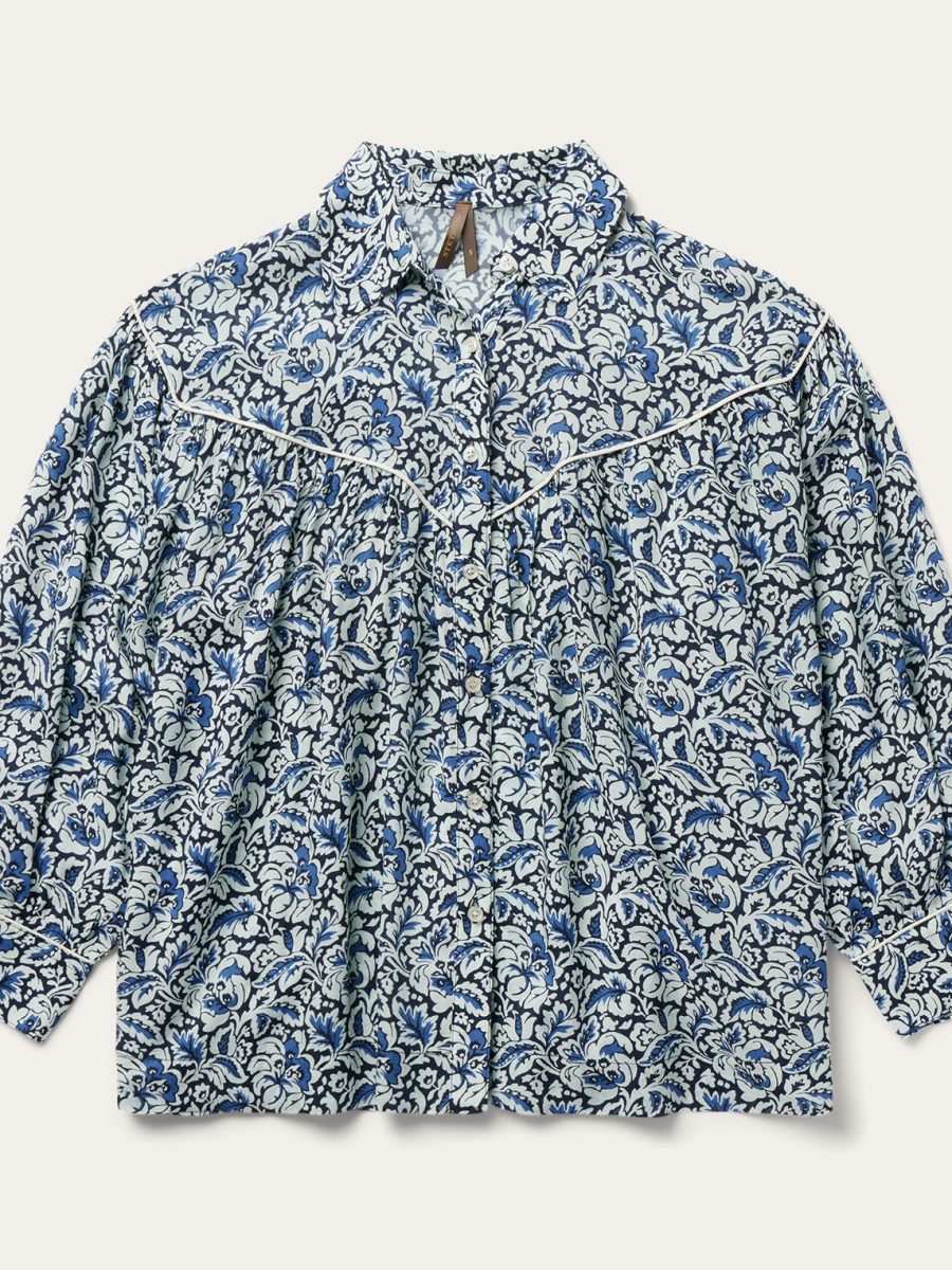 Indigo Tapestry Print Blouse