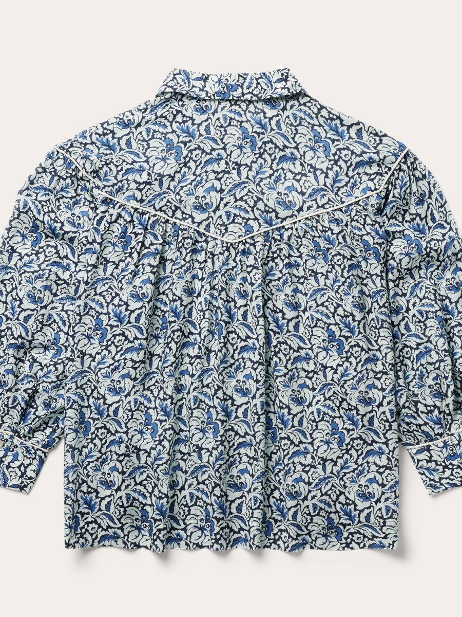 Indigo Tapestry Print Blouse