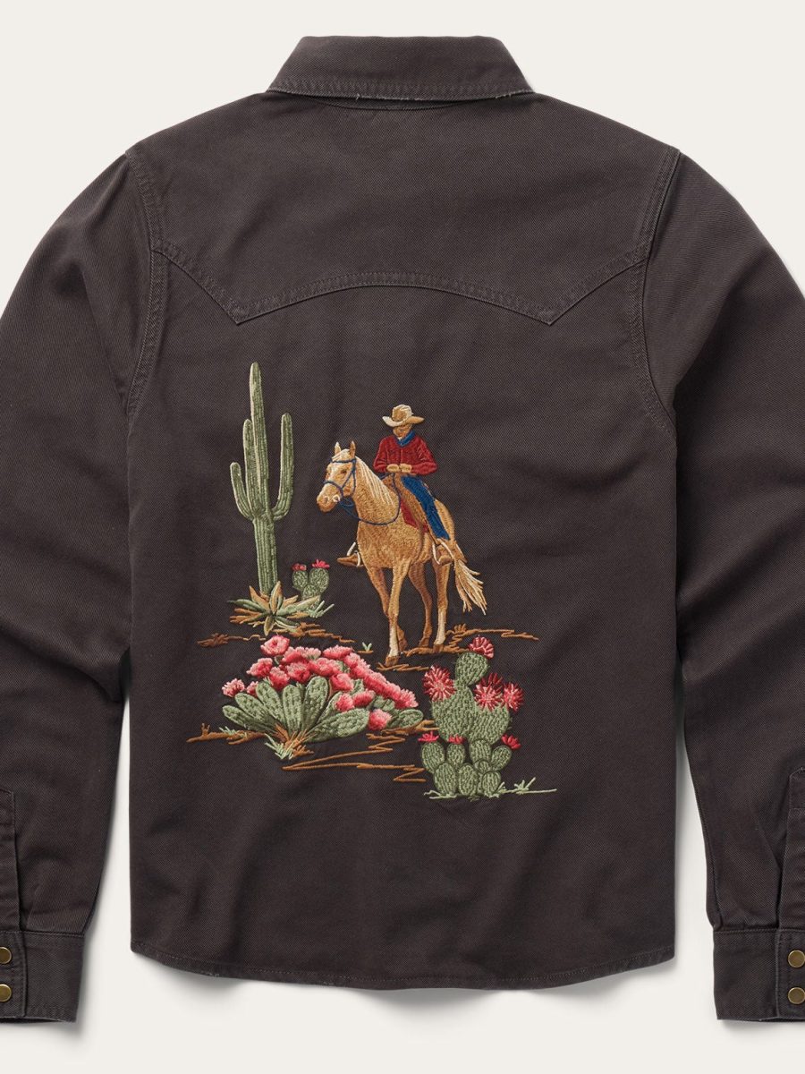 Desert Scene Embroidered Western Shirt