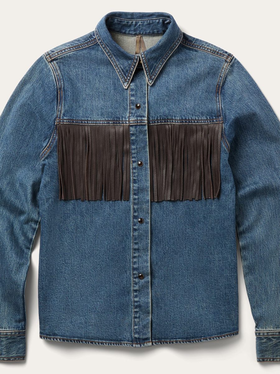Leather Fringe Denim Shirt