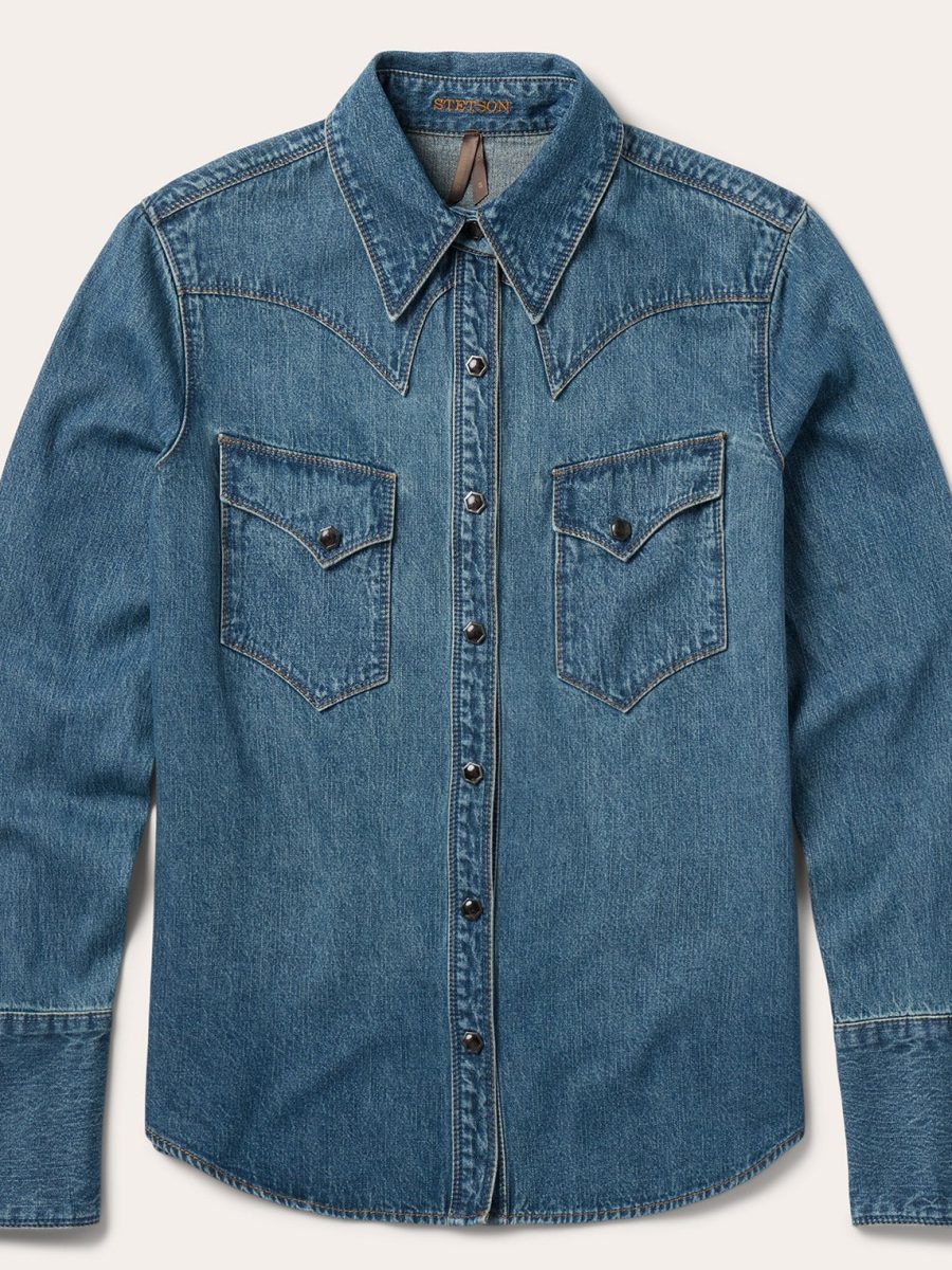 Chocolate Snap Western Denim Shirt