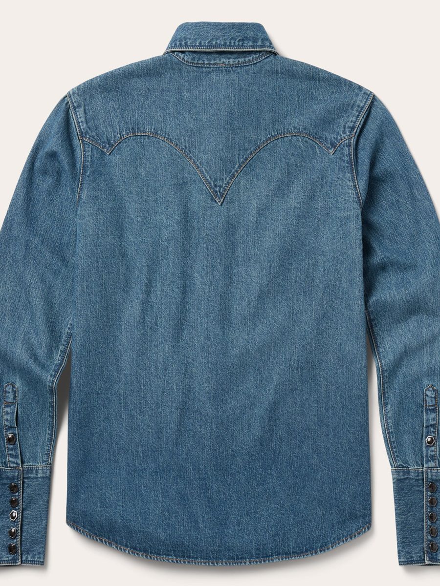 Chocolate Snap Western Denim Shirt