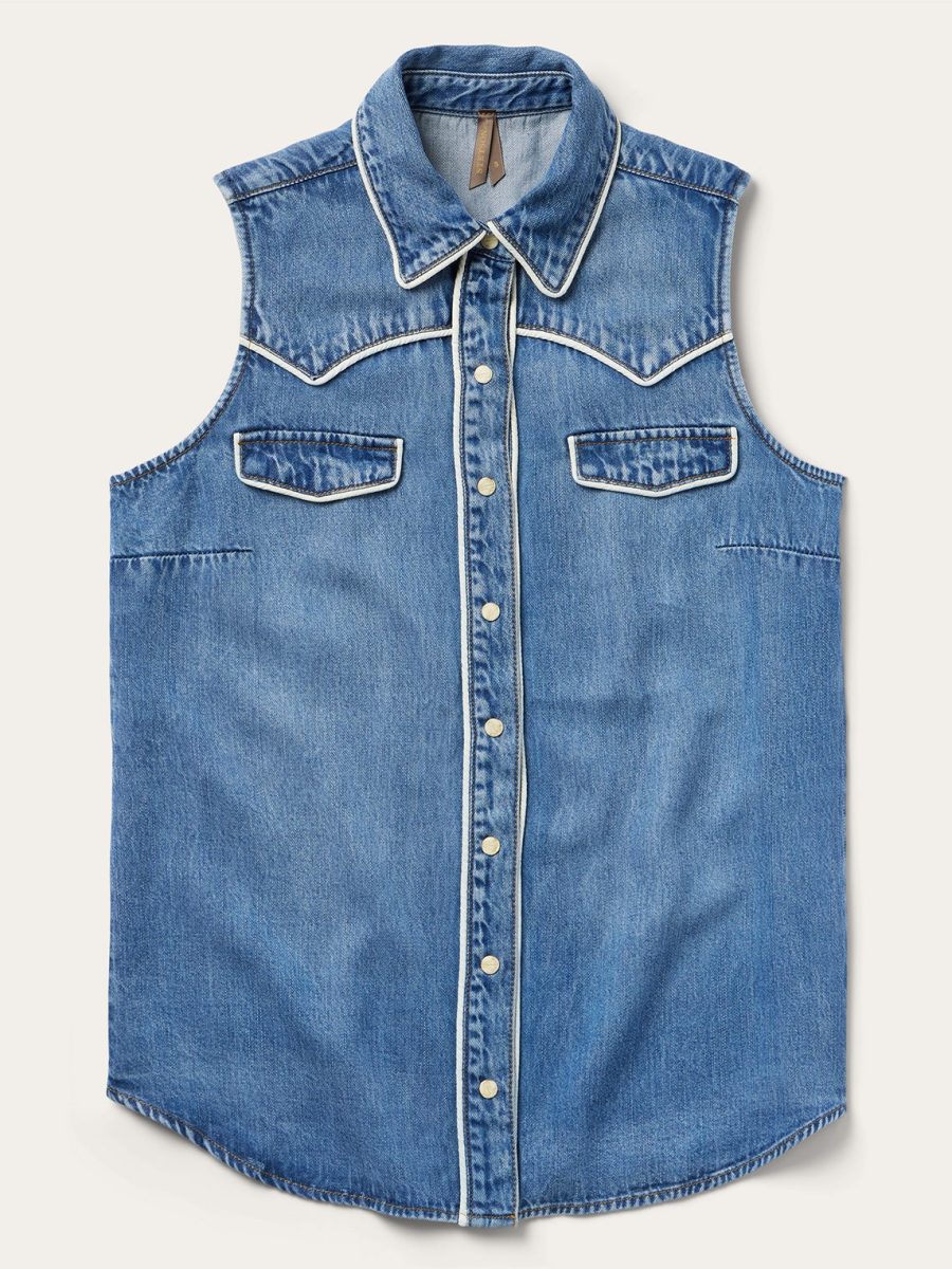 Sleeveless Denim Western Shirt