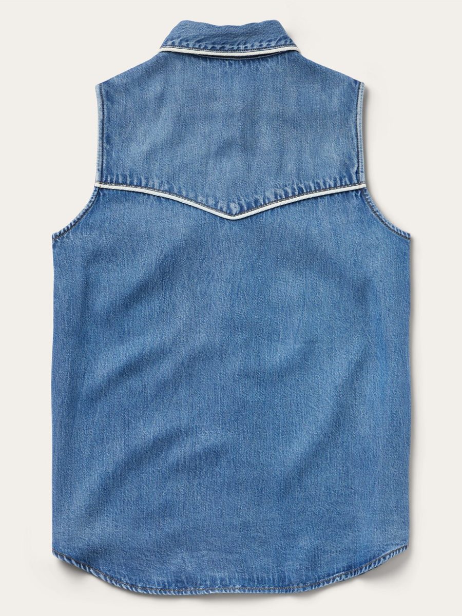 Sleeveless Denim Western Shirt