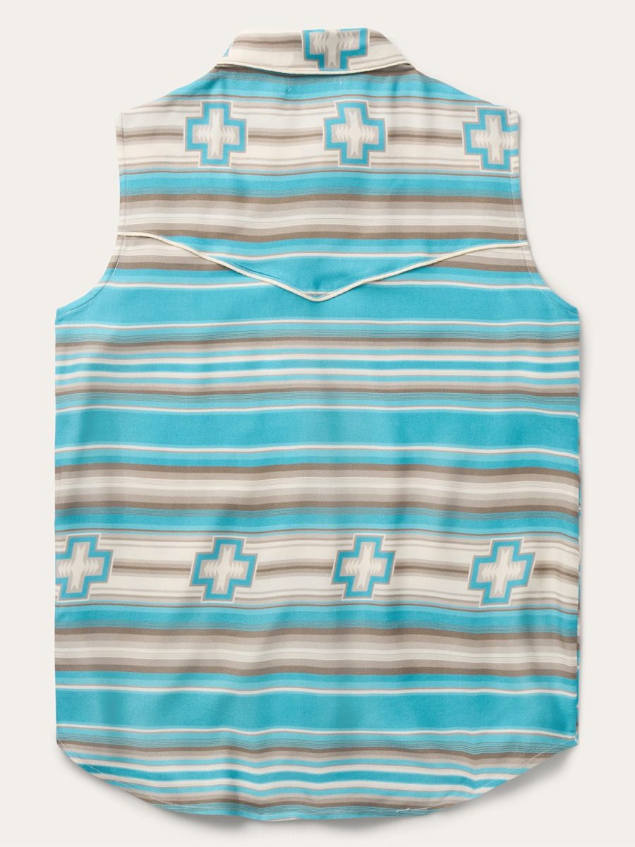 Turquoise Serape Print Sleeveless Shirt