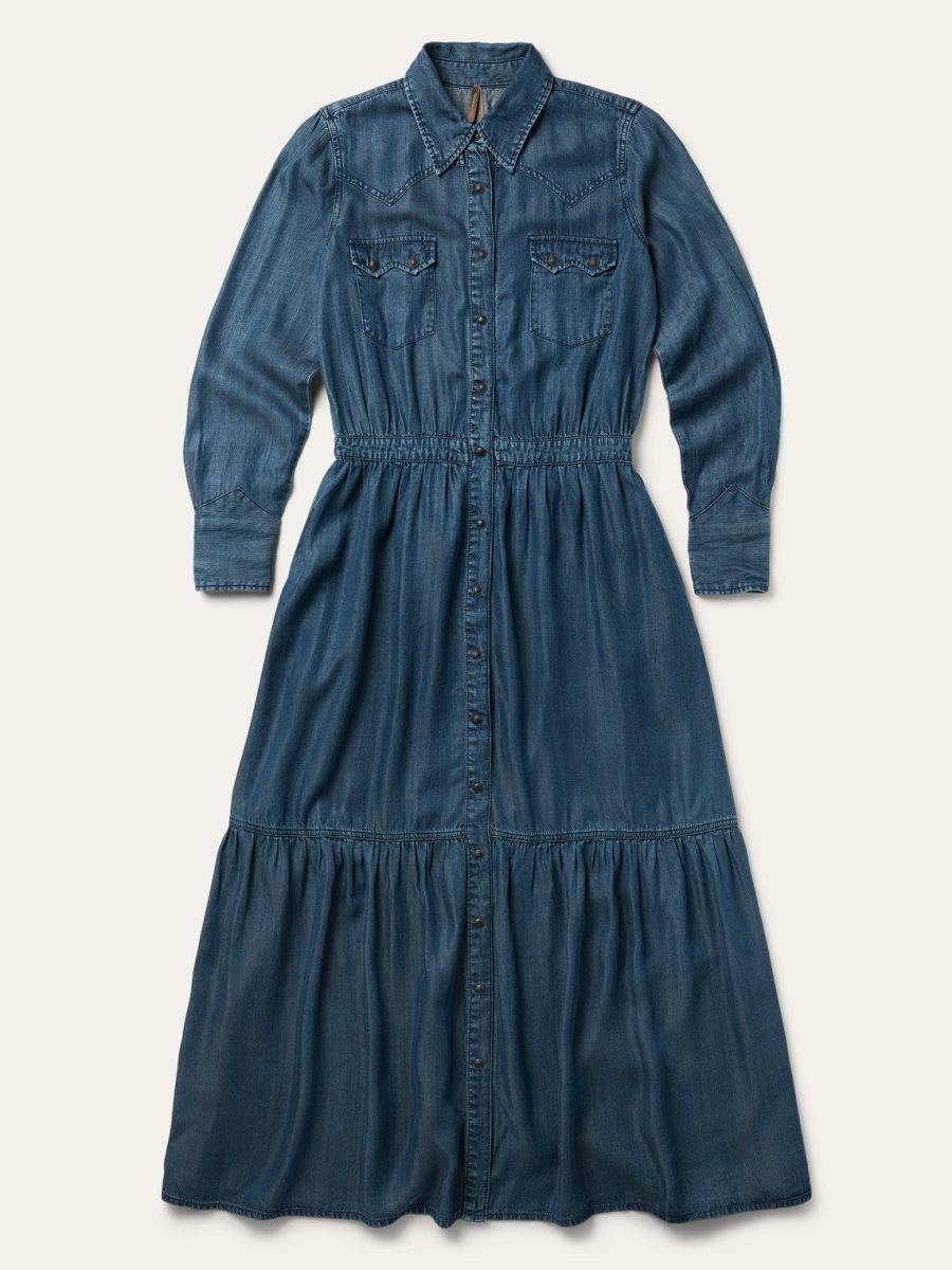 Western Denim Maxi Dress
