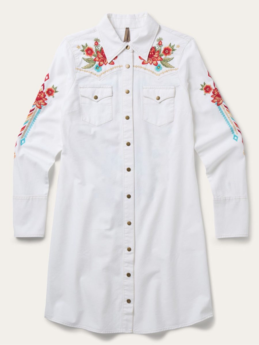 Embroidered Denim Dress