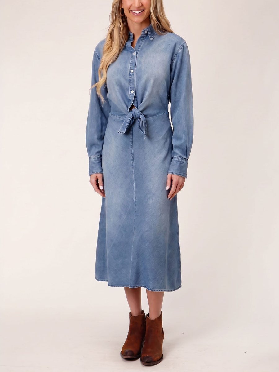 Denim Tie-Front Dress