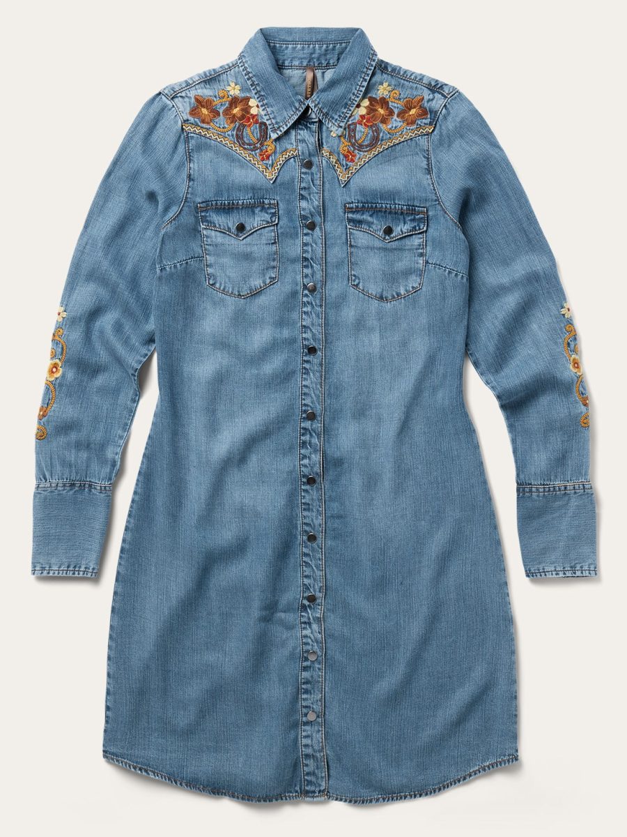 Embroidered Western Shirt Dress
