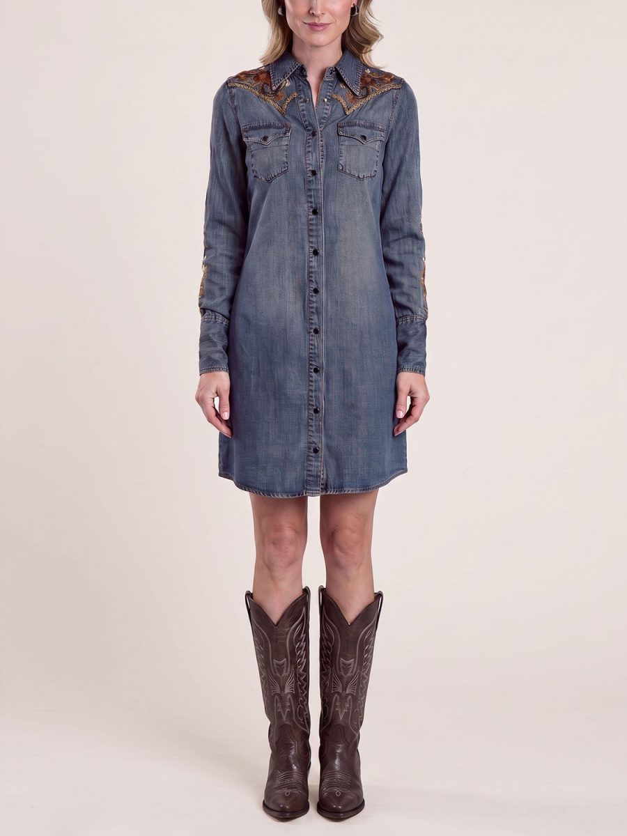 Embroidered Western Shirt Dress