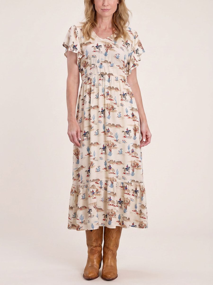 Desert Trails Print Prairie Dress