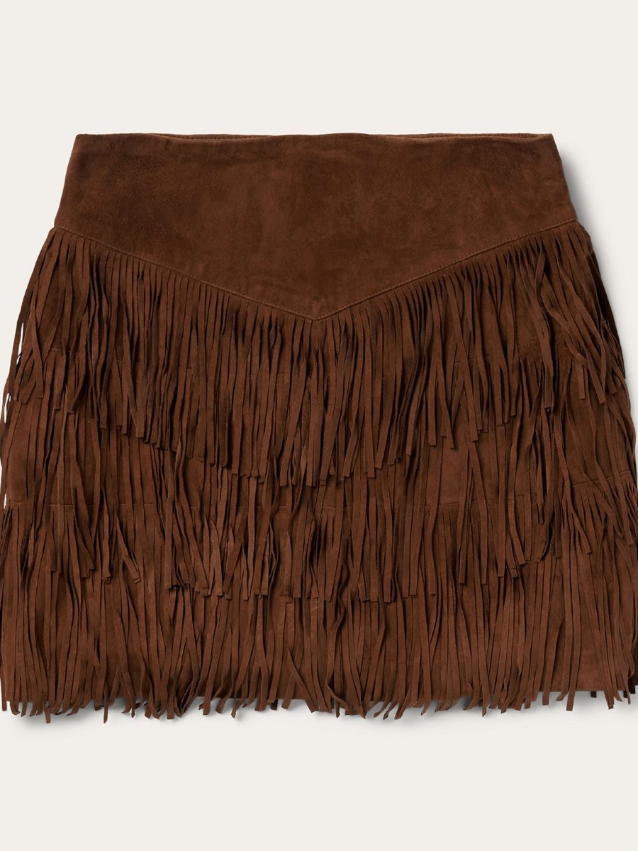 Lamb Suede Fringe Mini Skirt