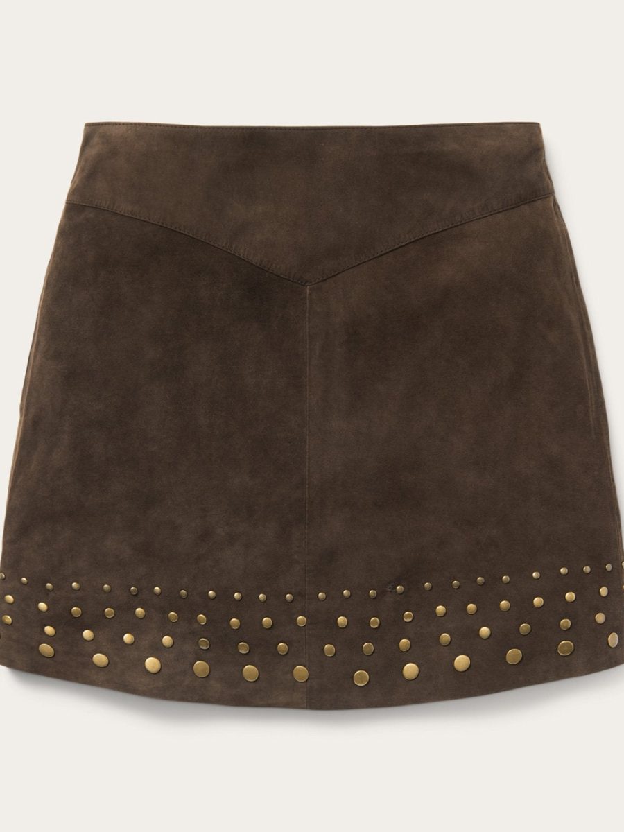 Lamb Suede Skirt with Nailheads