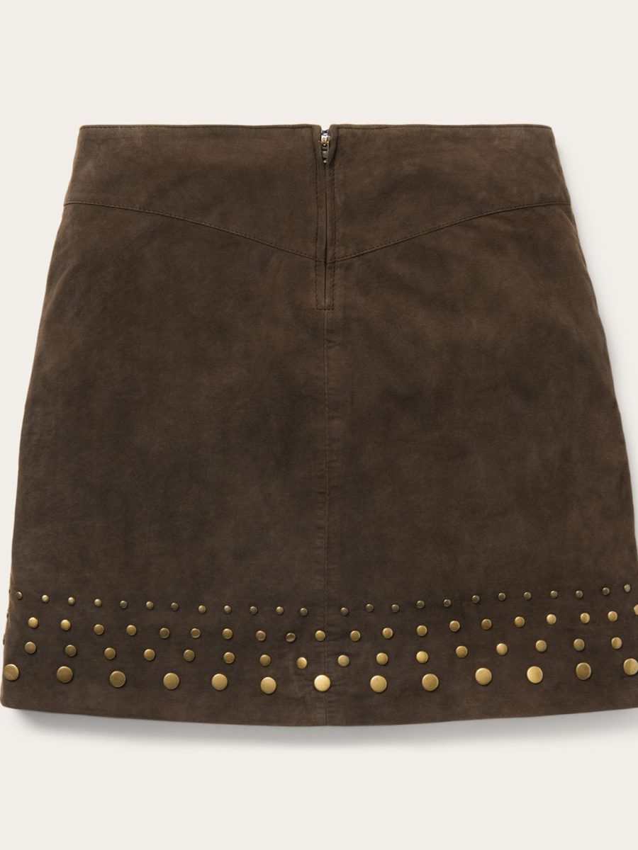 Lamb Suede Skirt with Nailheads