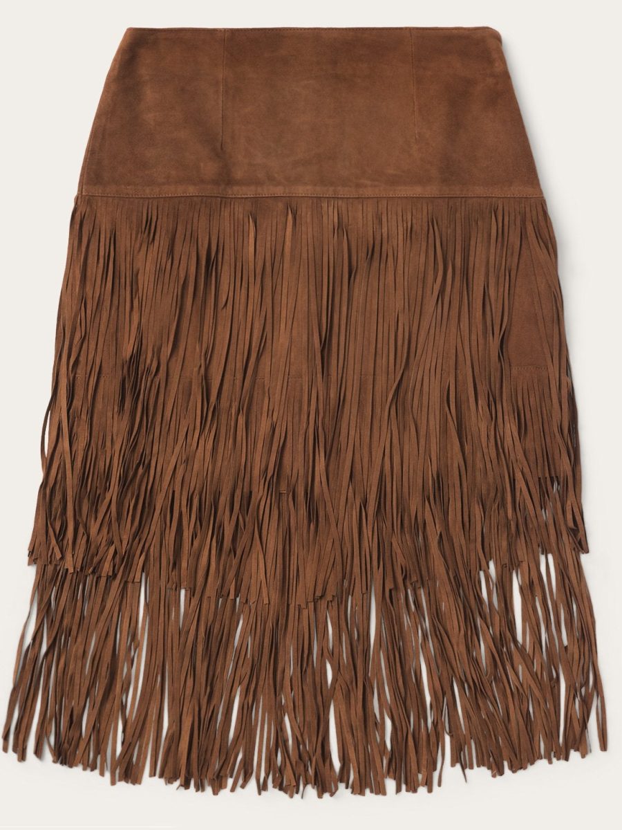 Suede Fringed Skirt