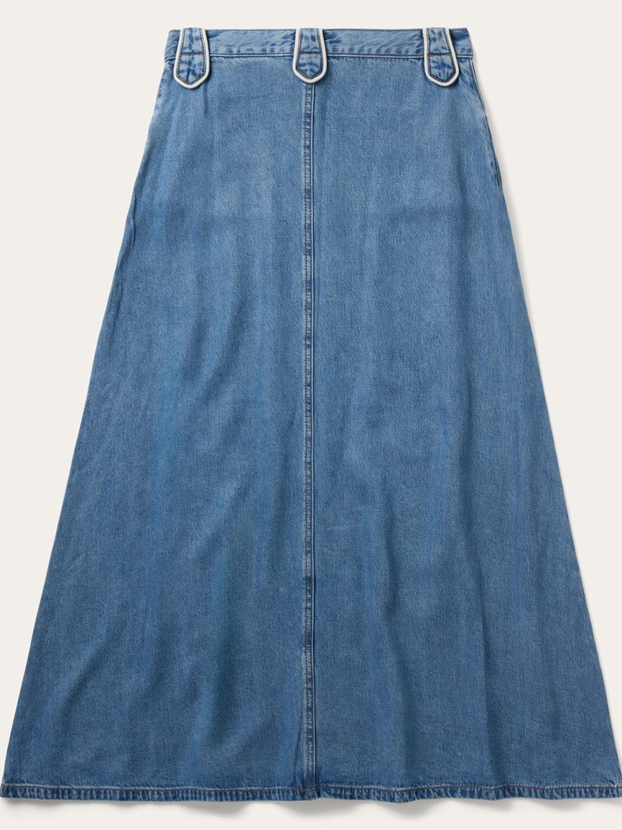 A-Line Piped Denim Skirt